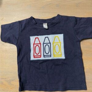 Kids Navy Blue Crayon Graphic T-Shirt